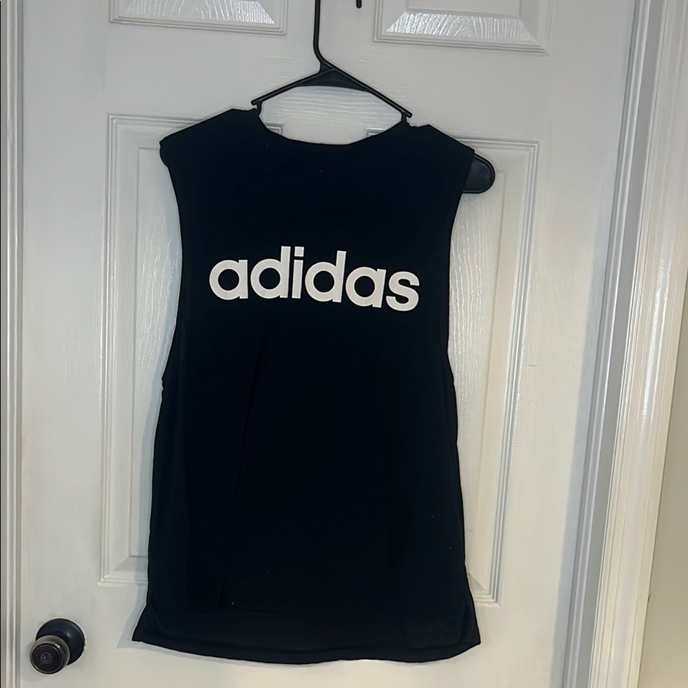 Adidas Black Tank with White Logo